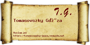 Tomasovszky Géza névjegykártya