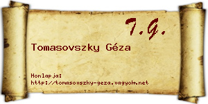 Tomasovszky Géza névjegykártya